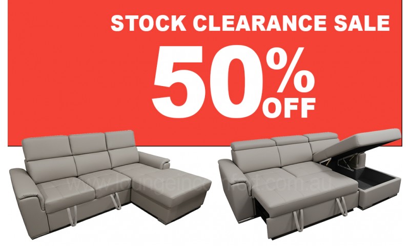 ALFRED SOFA BED CHAISE LOUNGE IN FABRIC  (BRAND NEW)